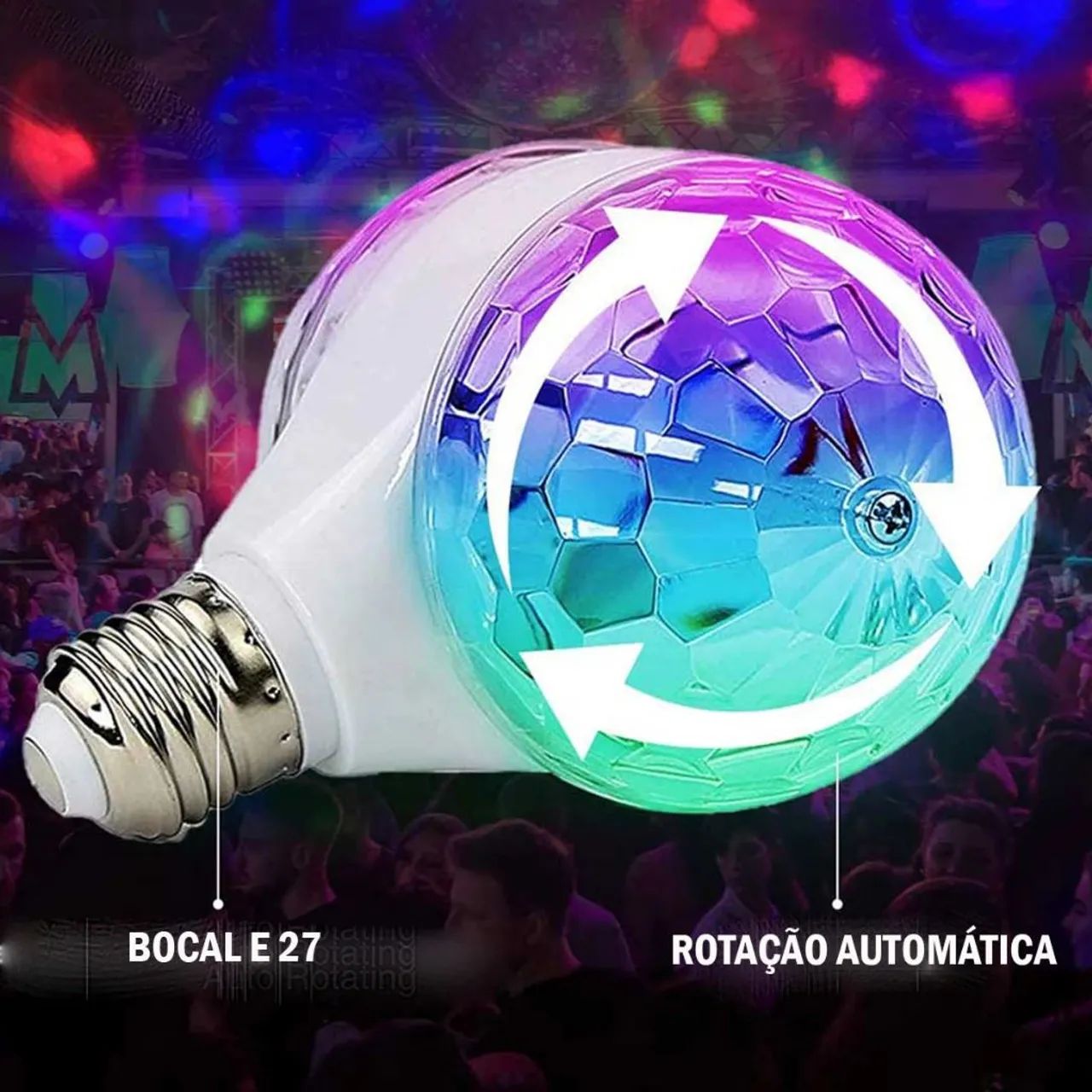 Lâmpada Giratória Colorida Dupla Led RGB  - Foto 4