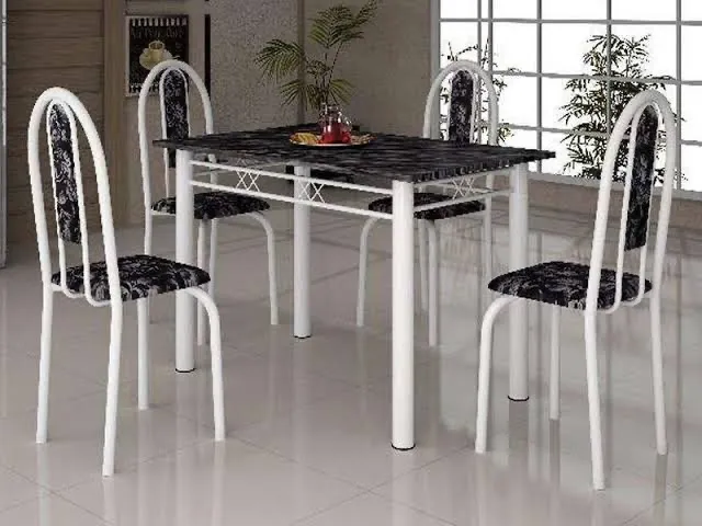 Mesa 4 cadeiras 120x75 tubo grosso tampo granito - ENTREGA HOJE !!!