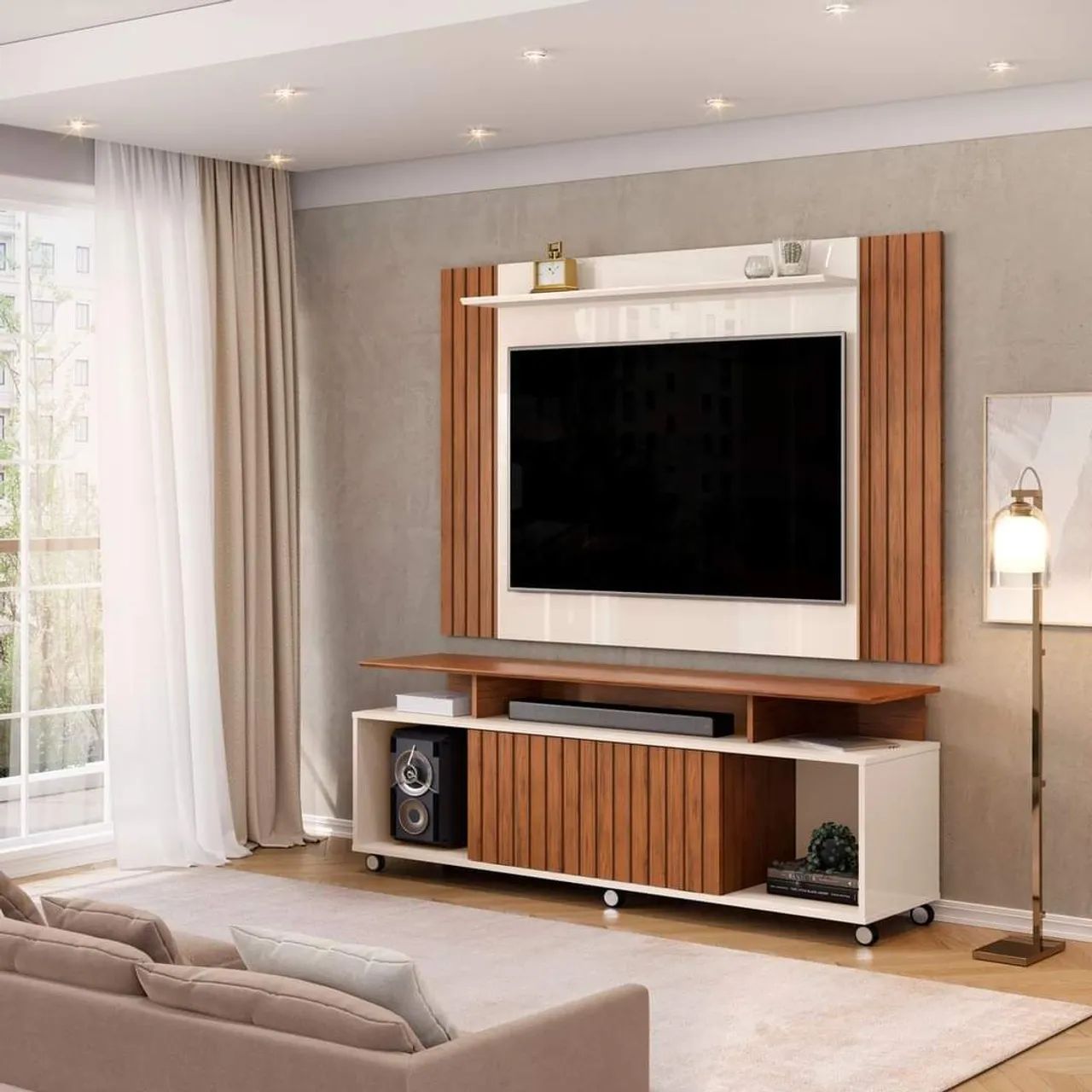 Combo painel Extensível trend com rack tomy para tv até 70 N8