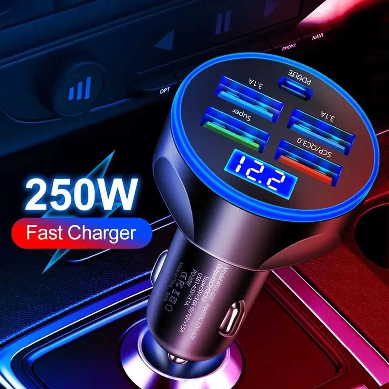 Fonte p/ carro Turbo Nova c/ Tipo C e USB (Não entrego)