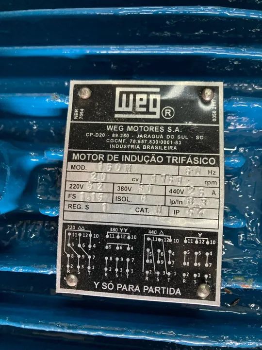 Motor Weg 20 Cv 1700 Rpm 4 pólos  - Foto 2