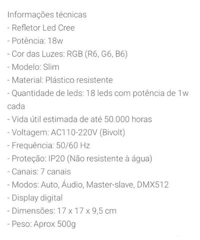 Iluminação Refletor RGB 18 LED  - Foto 6