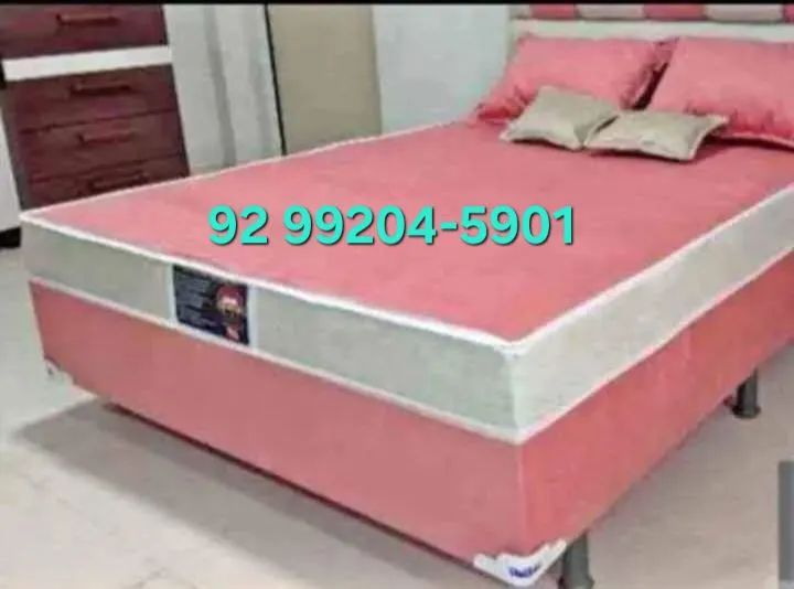 Cama rosa de casal - modelo semi ortopédica 