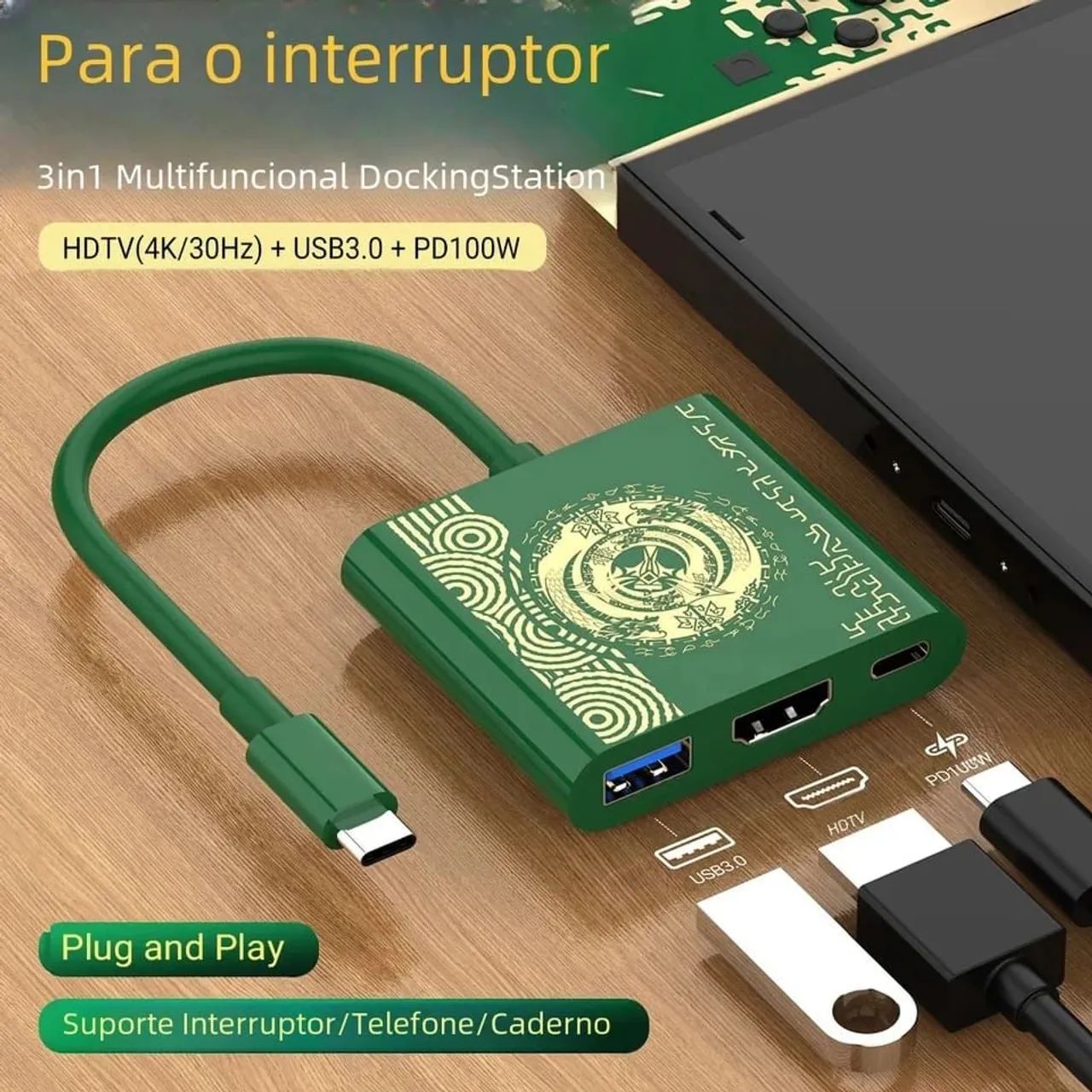 Docking Station 3 em 1 para Nintendo Switch
