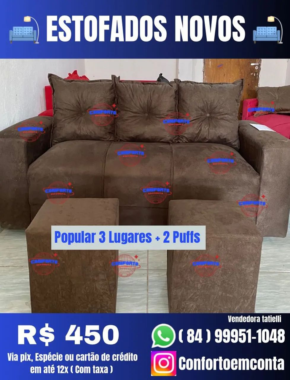 Sofá Popular 3 e 4 lugares novo - R$400 - Foto 4