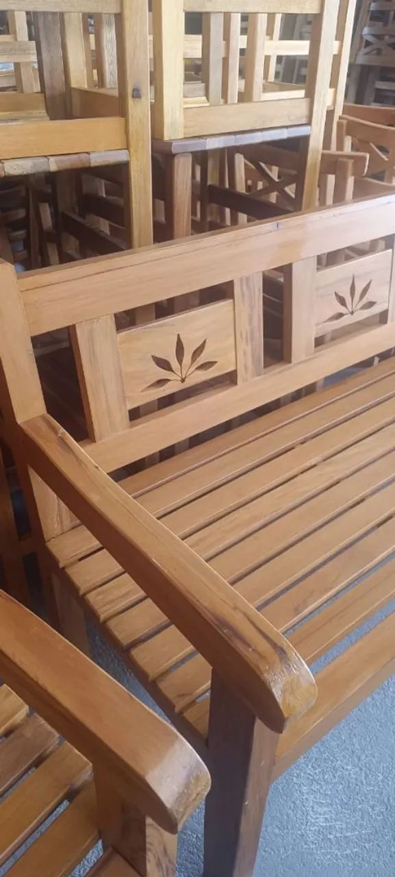 Bancos namoradeiras de madeira  Peroba-rosa 4 peças $ 2.499,00 sem juros a pronta entrega - Foto 3