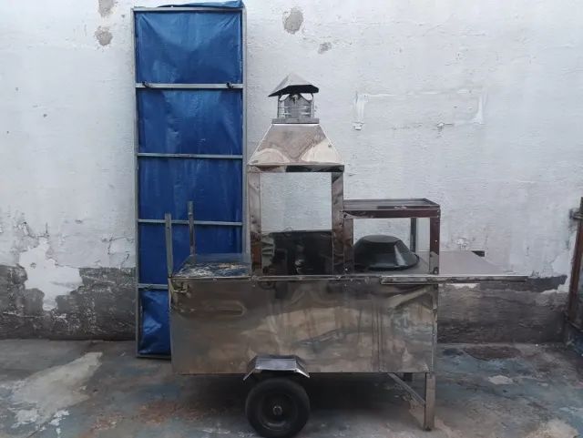 Carrinho de churrasco completo com tacho para fritar pastéis e salgados. - Foto 2