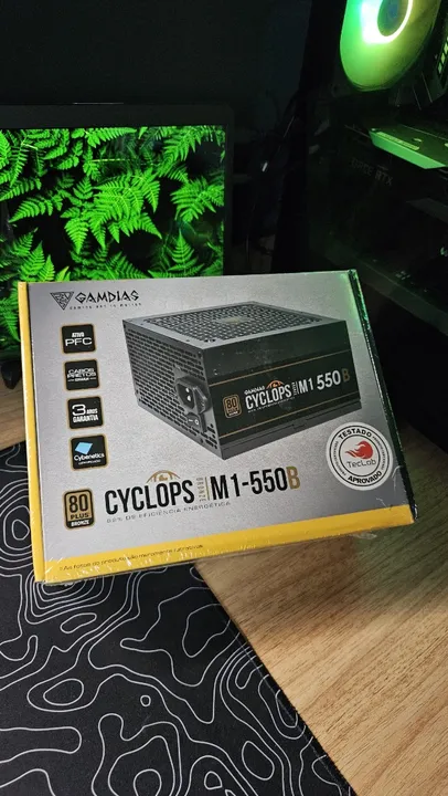 Fonte Gamdias Cyclops M1-550B, 550W, 80 Plus Bronze, Cybenetics, Teclab, PFC Ativo, Cabos