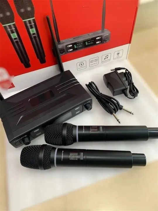 Microfone Sem Fio Wireless Profissional Mt-2302 Uhf - Tomate - Foto 2