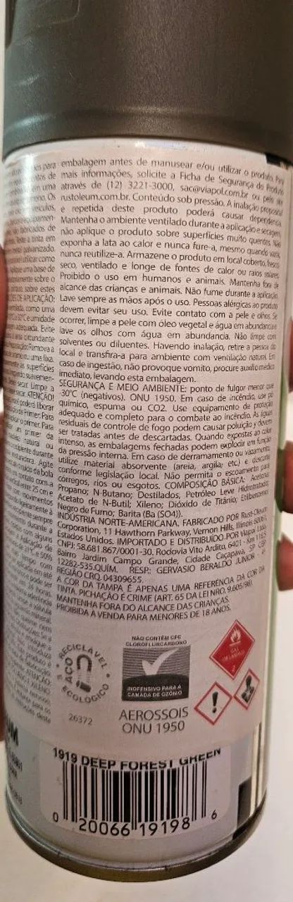 Tinta Spray Camuflagem Rust-Oleum, verde fosco. - Foto 3
