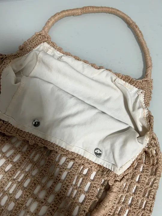 Bolsa de crochê bege - Foto 2