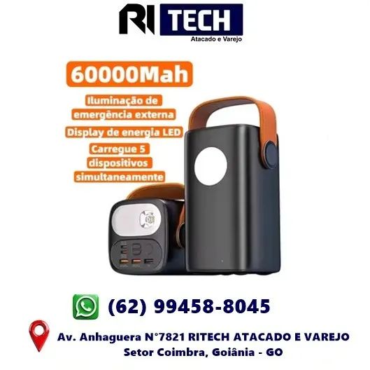 Carregador Portátil 60000mAh 100W Ultra Rápido Carrega Starlink Notebook Celular