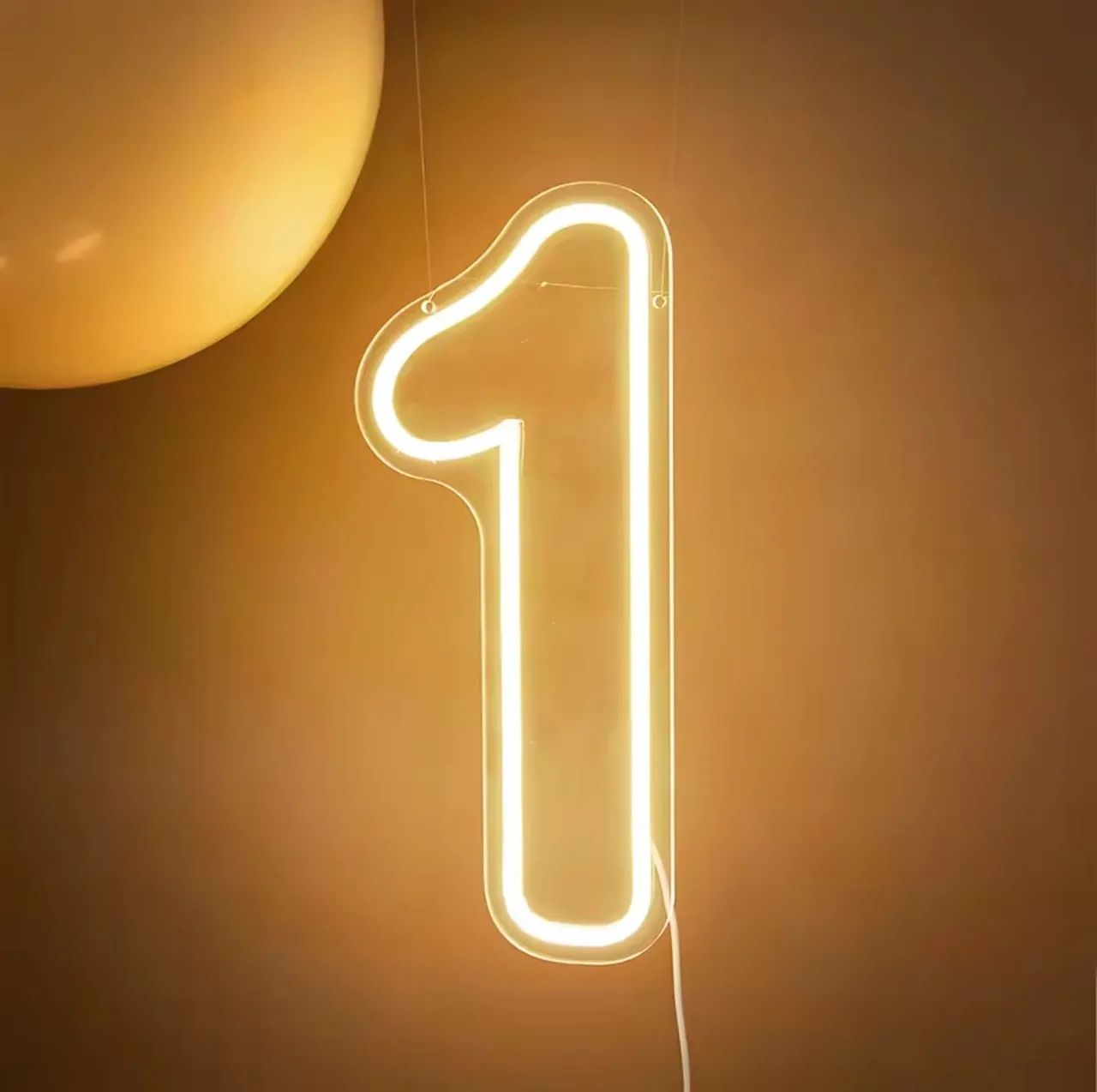 Número 1 em Neon com luz LED Acrílico