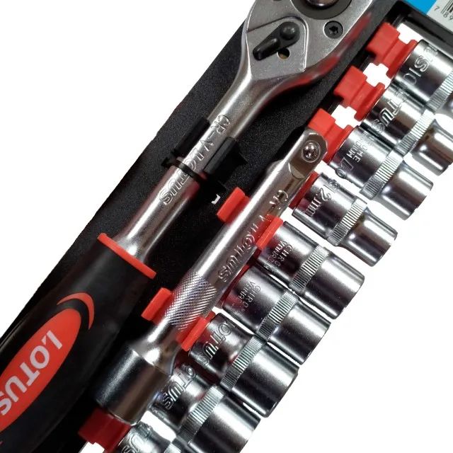 Jogo de Soquetes Sextavado 10 a 24mm com Chave Catraca 1/2'' 12 Peças Lotus 4428 - Foto 2
