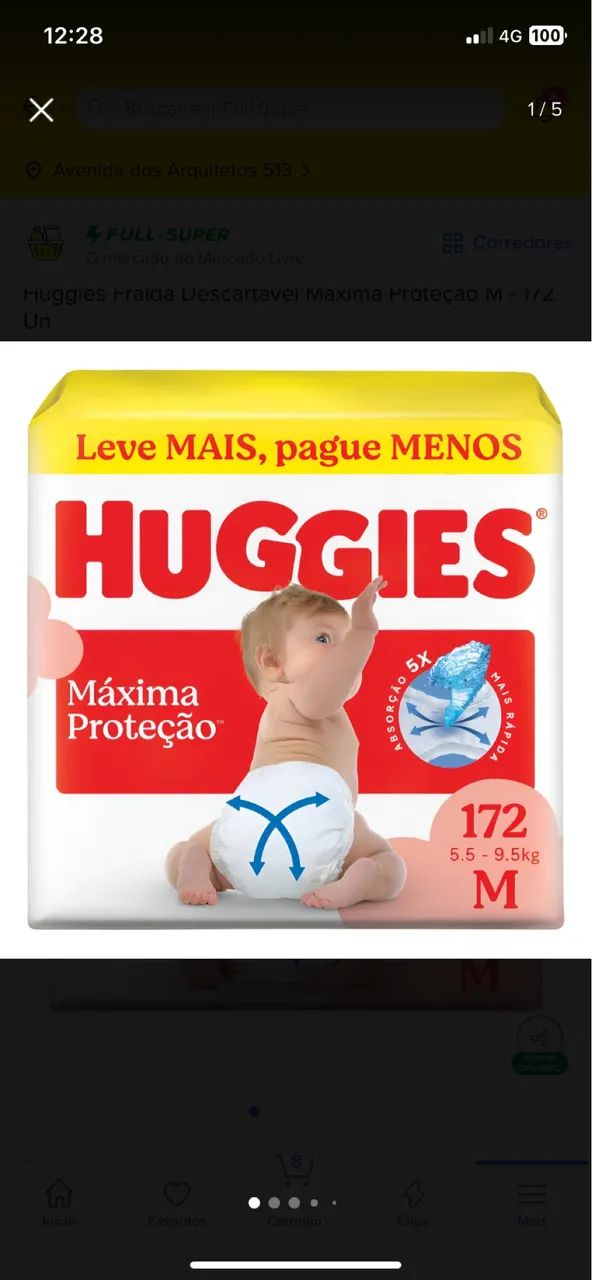 Fralda huggies tamanho M - 172 unidades