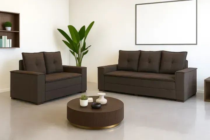 Sofá 2 e 3 lugares Parana marrom 