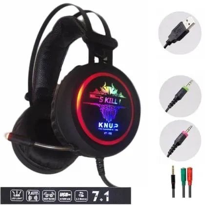 Headset Gamer Knup 7.1 com LED RGB e Microfone - Foto 2