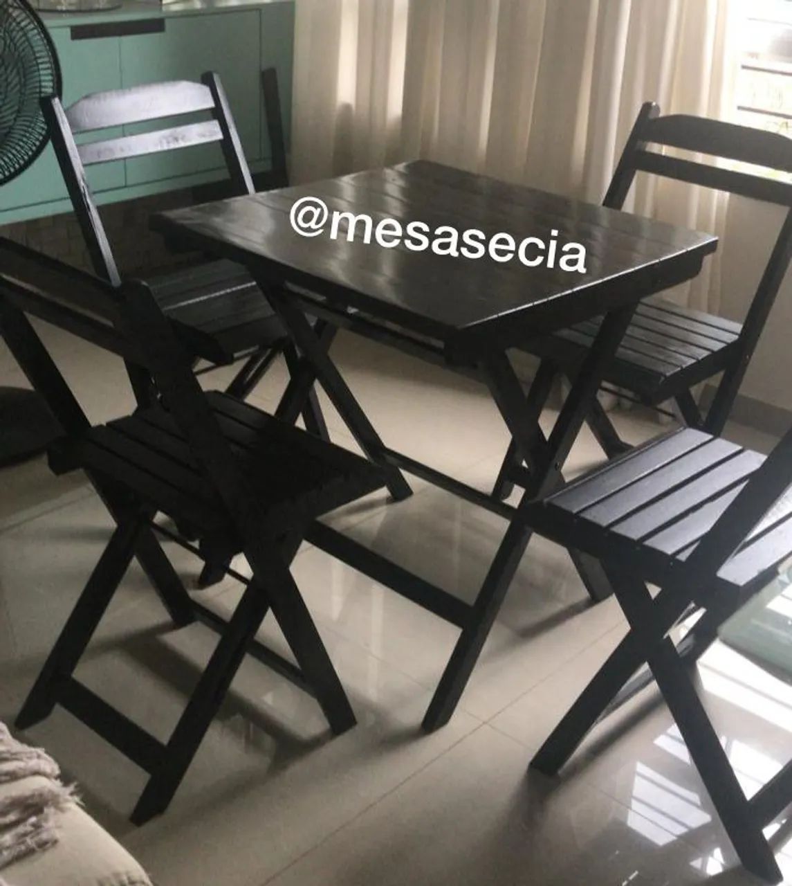 Mesa de madeira com cadeira C/ verniz a vend - Foto 4