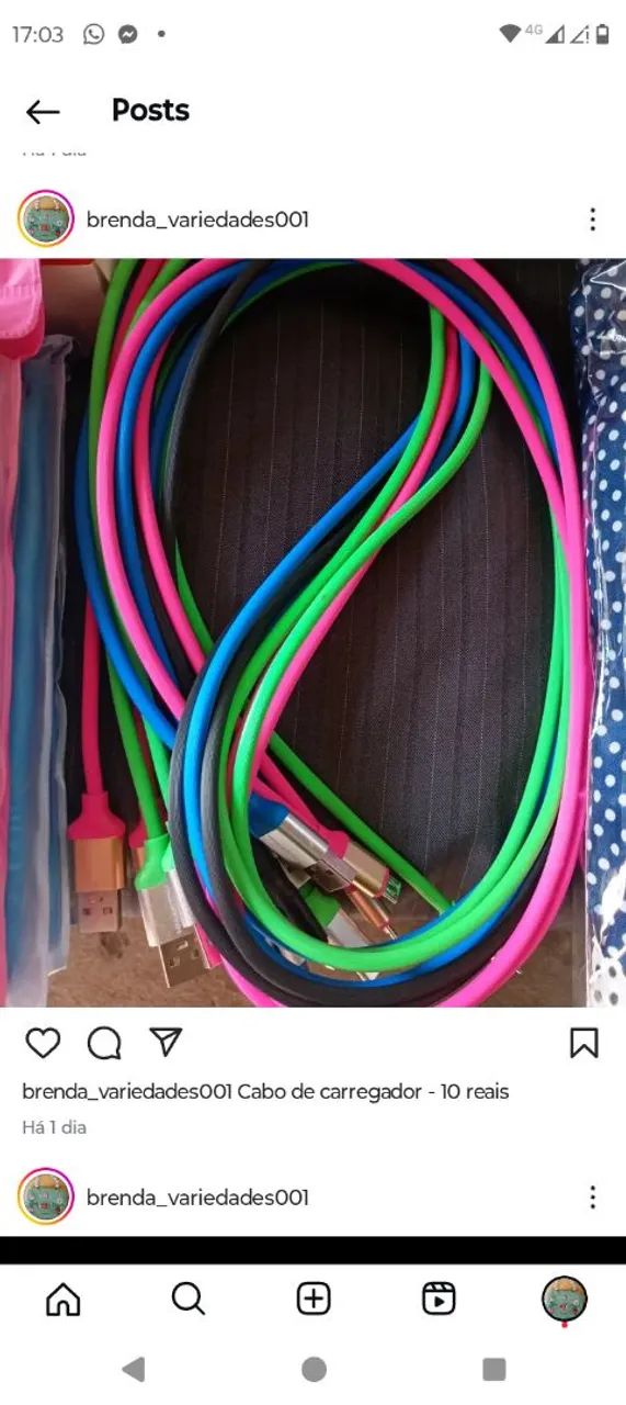 Cabo de carregador para celular ou outros aparelhos - R$10
