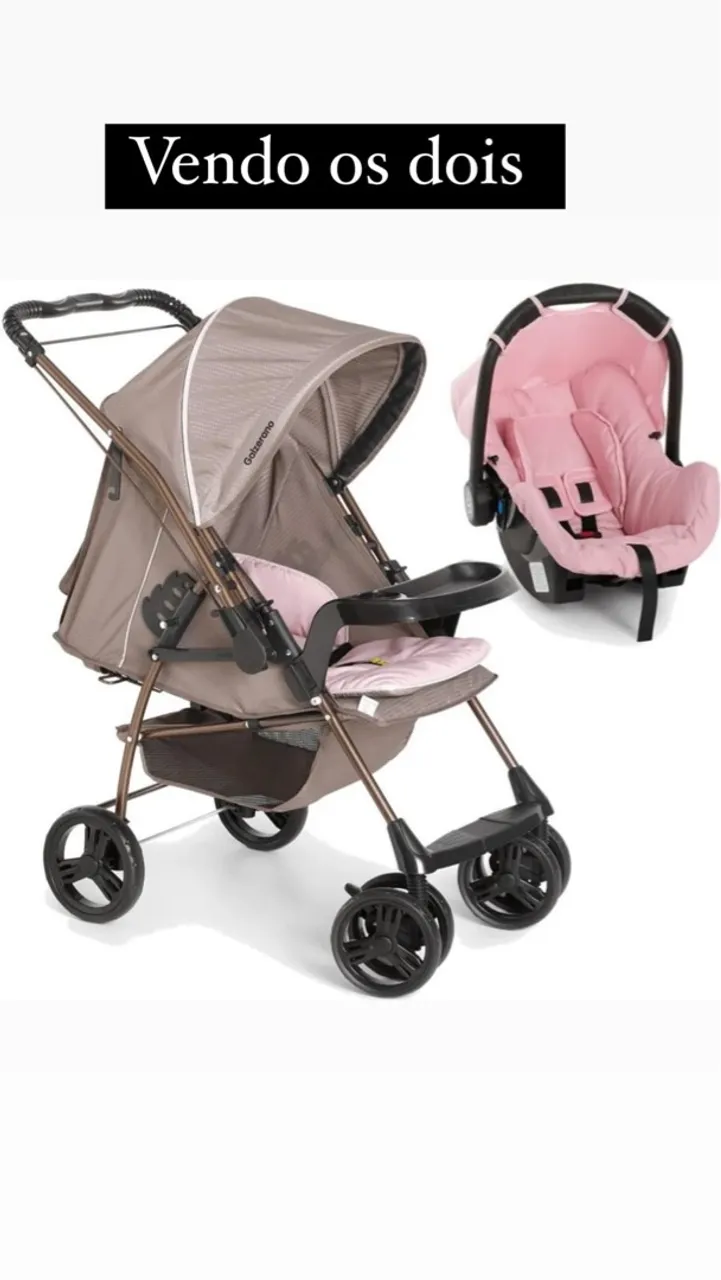 Carrinho de bebê e bebê conforto