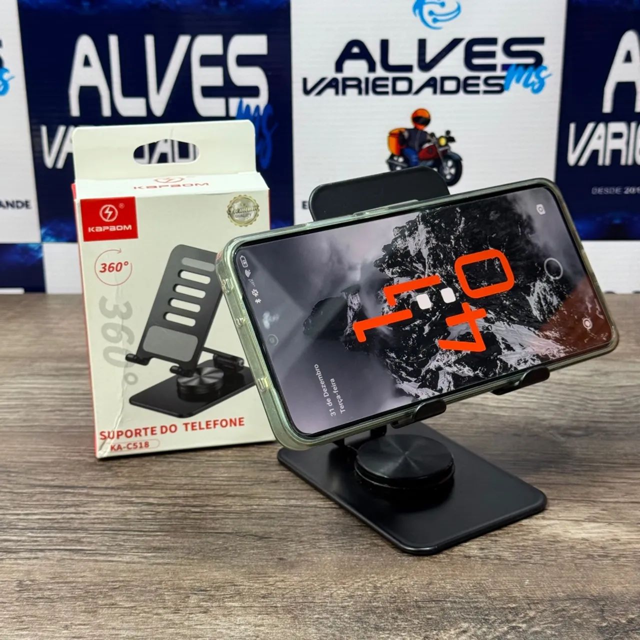 Suporte para celular de mesa material ferro resistente 360°  - Foto 2