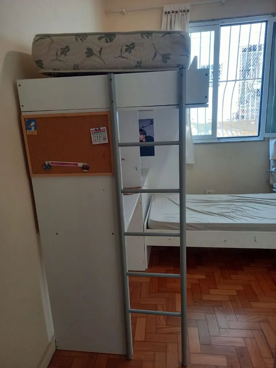 Beliche com escrivaninha e prateleiras - Branco - Foto 4