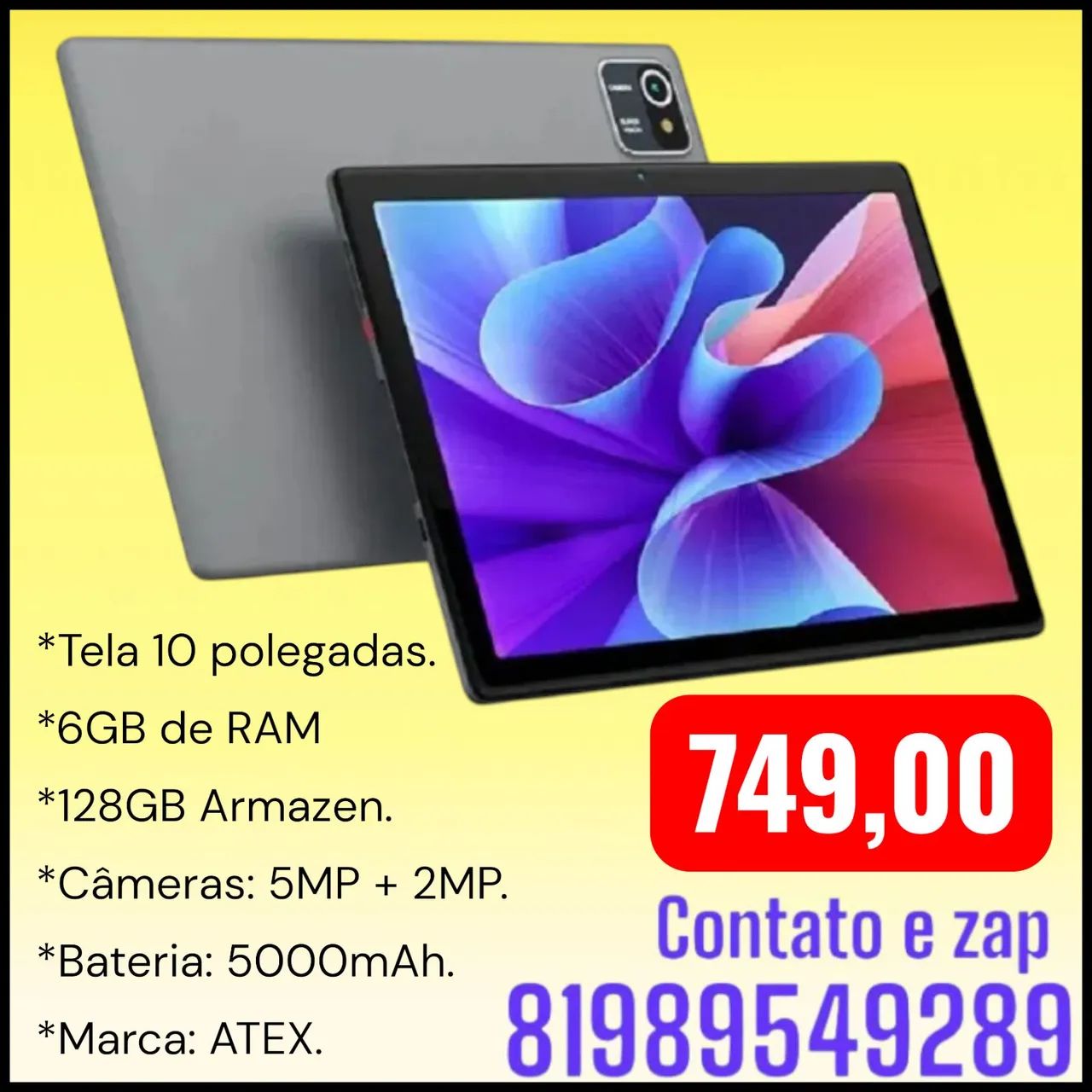 Tablet 10.1" 128GB cinza-escuro 6GB de memoria RAM