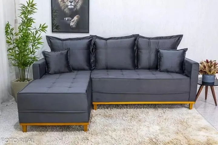 *Sofá 3 Lug. Com Chaise Milão 2.30 cm Linho Pronta Entrega - Foto 2