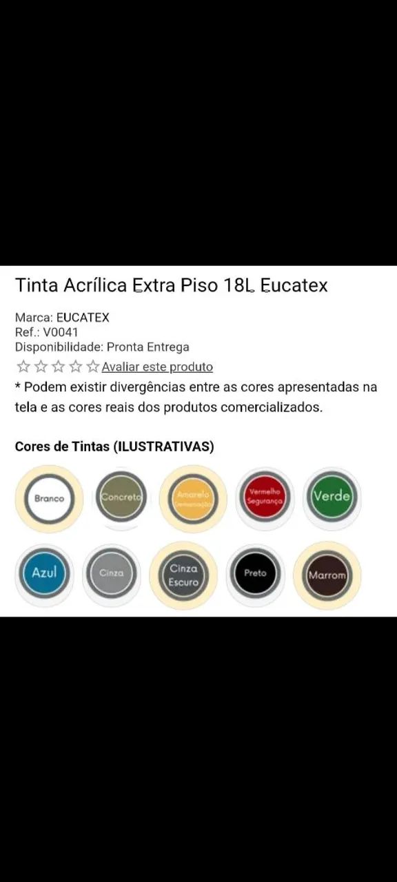 Tinta piso 18l Eucatex diversas cores prontas  - Foto 3