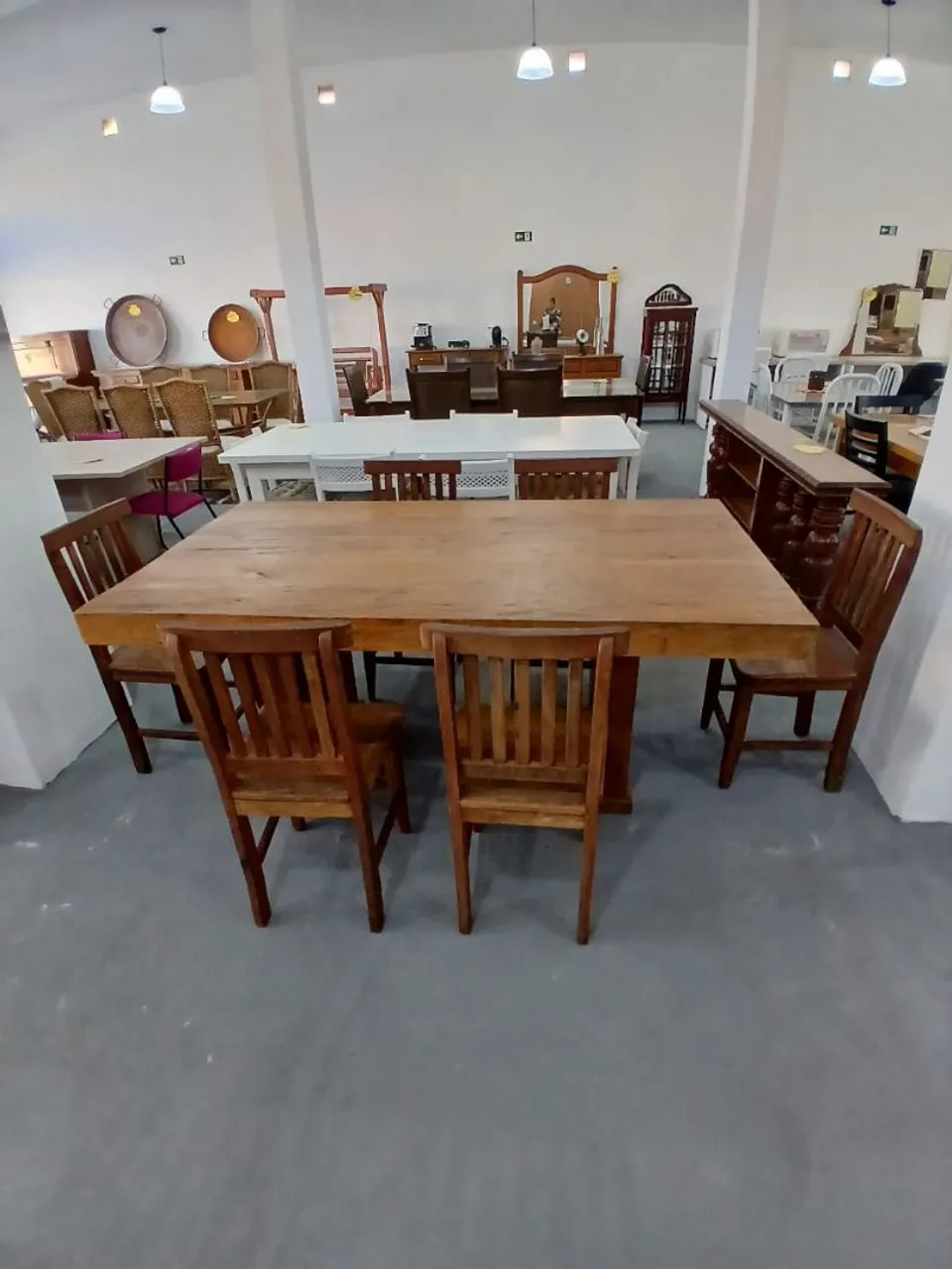 Mesa de Jantar em Madeira Maciça com 6 Cadeiras