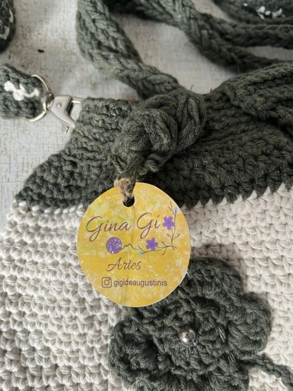 bolsa de crochê - nova! com 2 alças e bag de moedas - gina gigi  - Foto 4