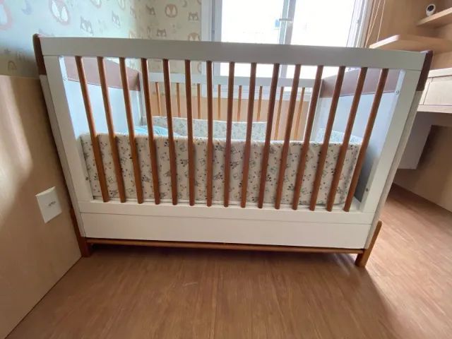 Barbada Berço Matic Tess Branco Soft Eco Wood + Colchão - Foto 2