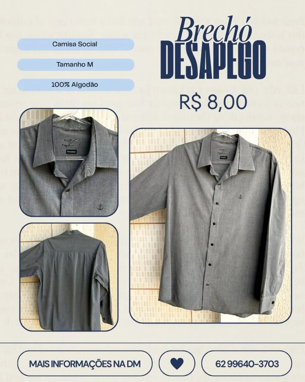 Desapego de Camisa Social Masculina - Foto 3
