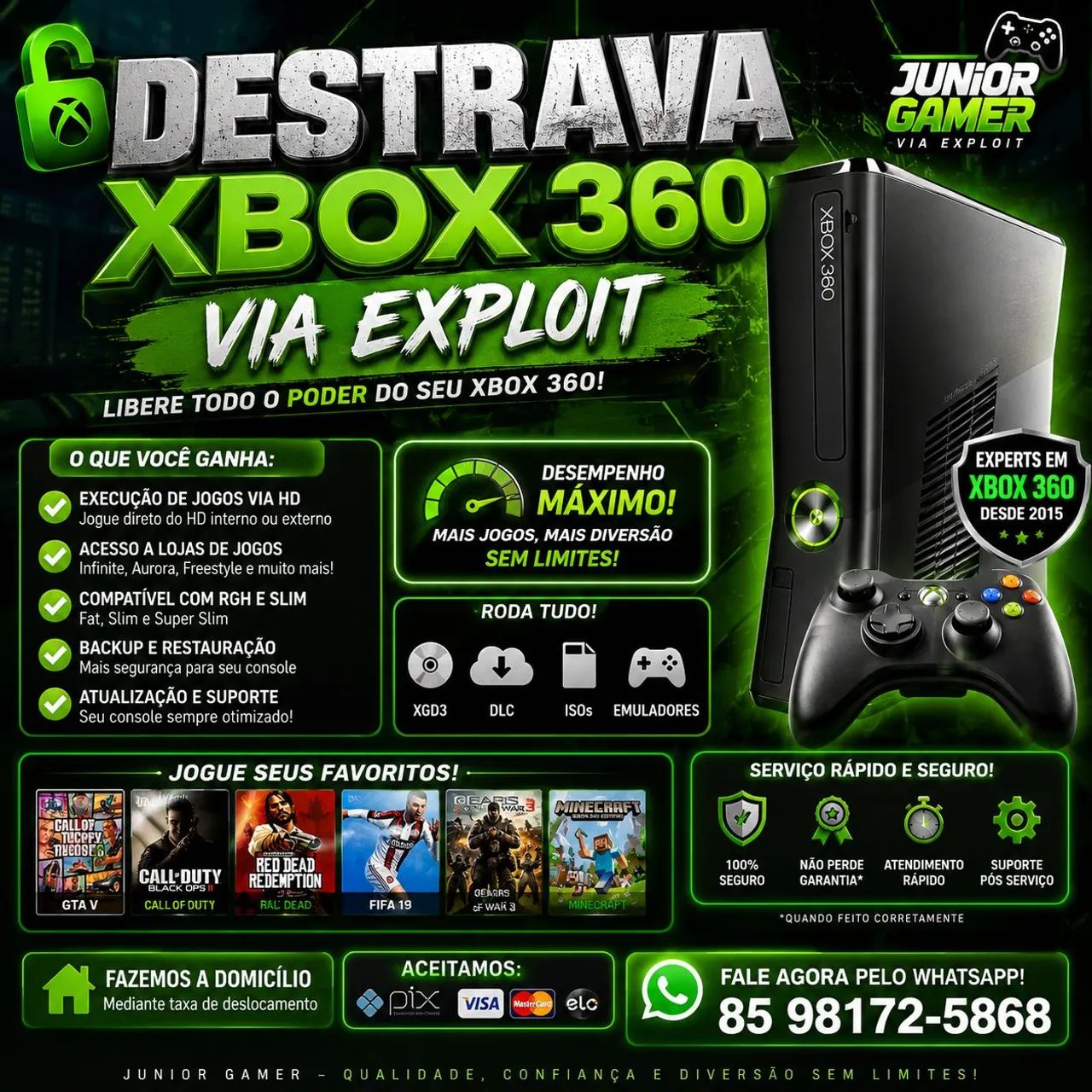 Destrava Xbox 360 modelo 2015 Aurora 