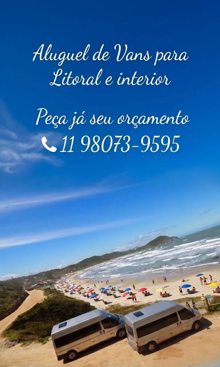 Vans Locação eventos, litoral e Interior