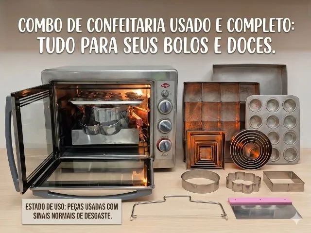  FORNO + FORMAS E ACESSÓRIOS-KIT PARA CONFEITARIA 