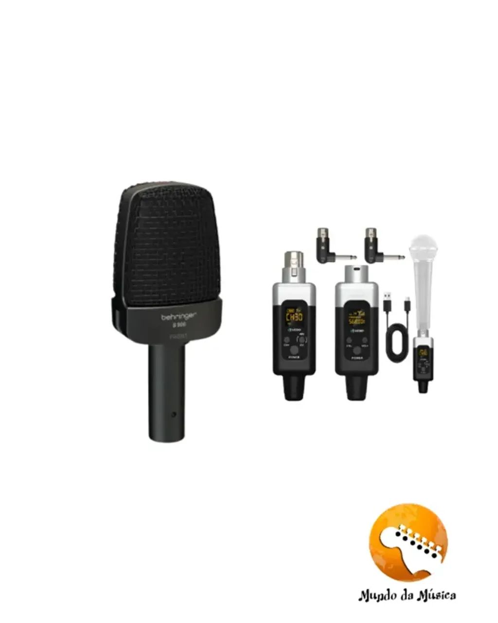 Conversor De Microfone Transmisor Sem Fio Vedo + Microfone Behringer B 906 Dinâmico S/fio