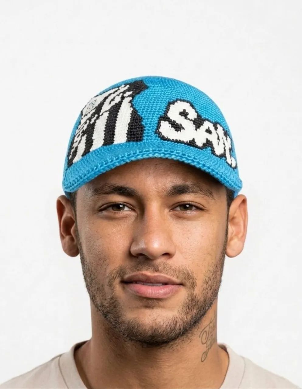 Boné de crochê Santos Azul