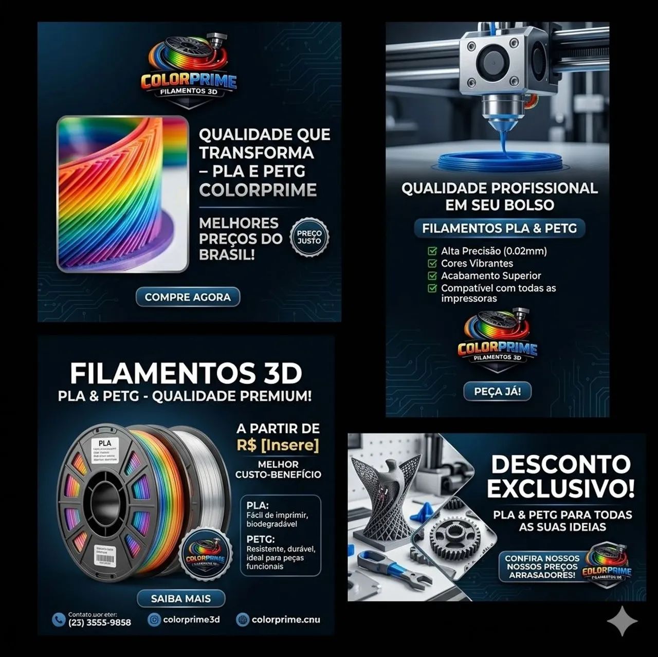 Filamentos PLA E PETG Premium! 