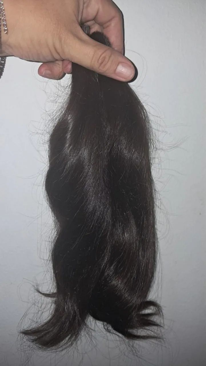 Cabelo humano virgem, castanho médio/claro, 82 gramas e 33 cm. - Foto 2