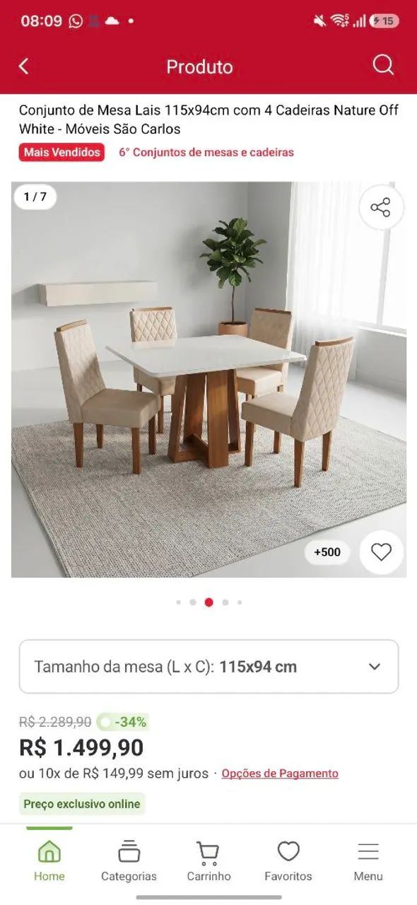 Mesa de jantar com 4 cadeiras - Foto 5