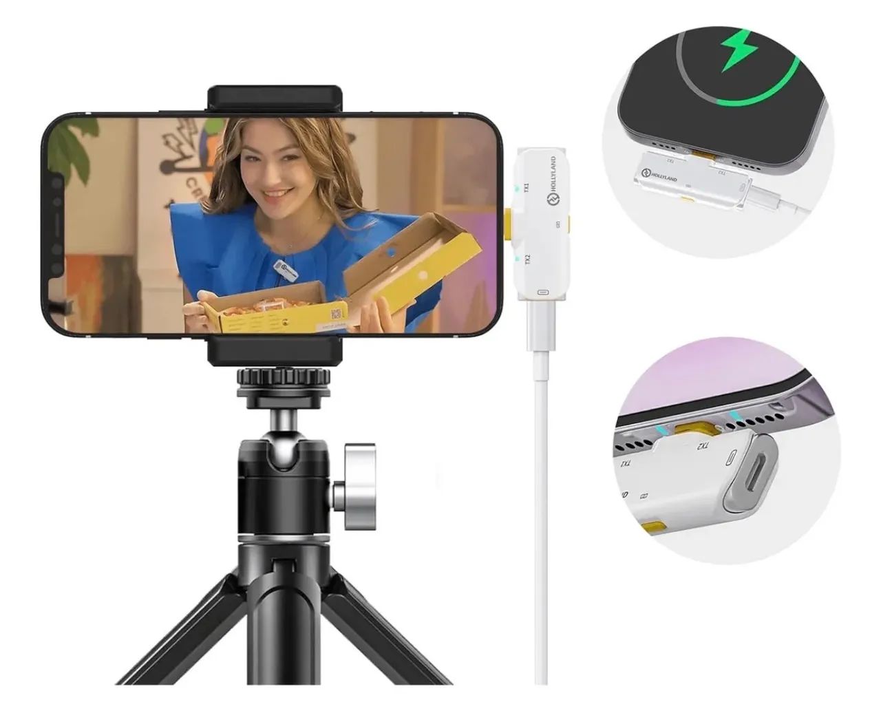 Microfone Sem Fio Hollyland Lark C1 Duo - 2 Pessoas + Case e Som Profissional - Foto 4