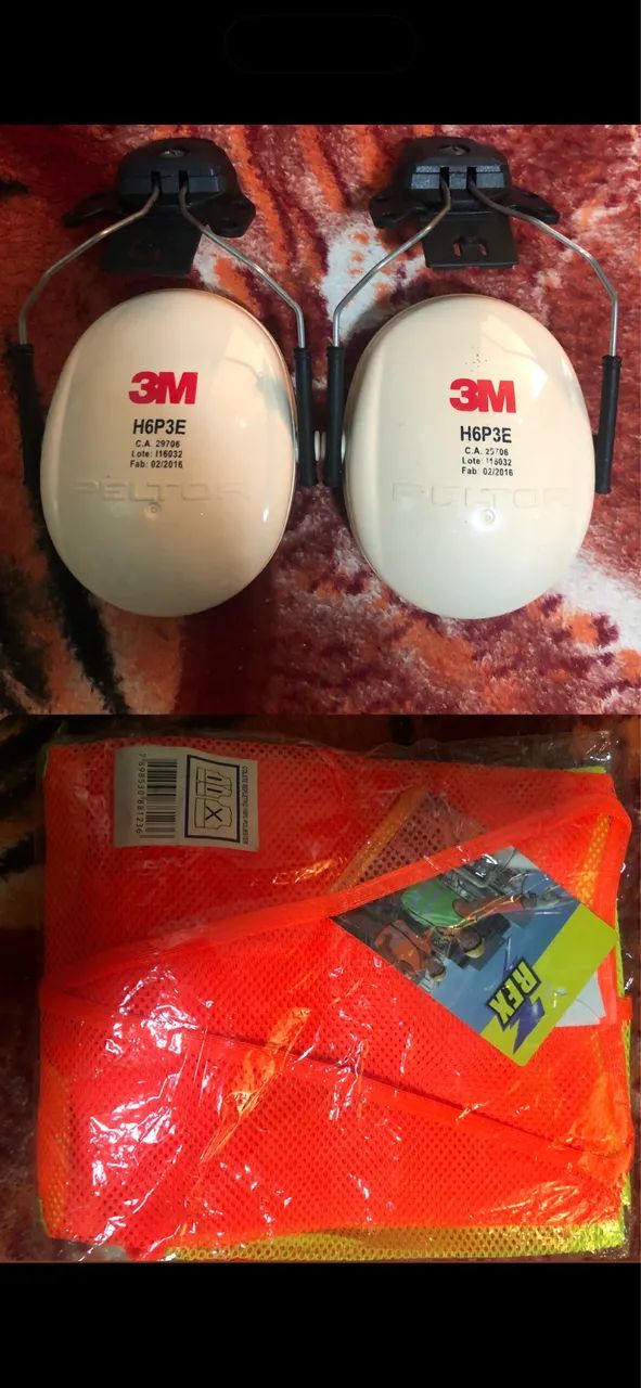 EPI - Protetor Auricular 3M Peltor + Colete Refletivo Laranja - Alta Visibilidade 