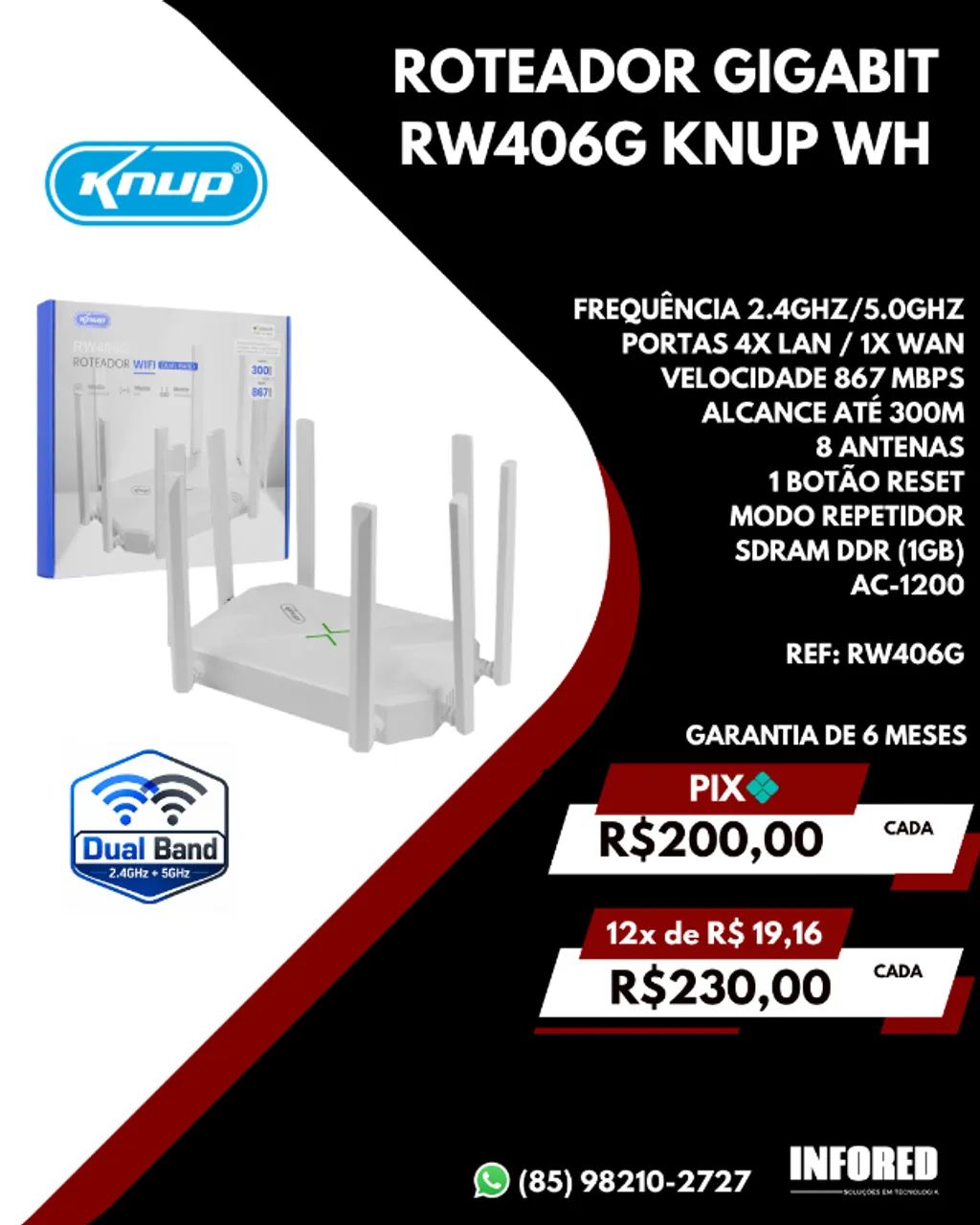 Roteador Gigabit Knup RW406G WH