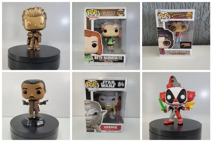 Funko Pop por 40 reais cada - Marvel, Deadpool, Beth Harmon, Star Wars