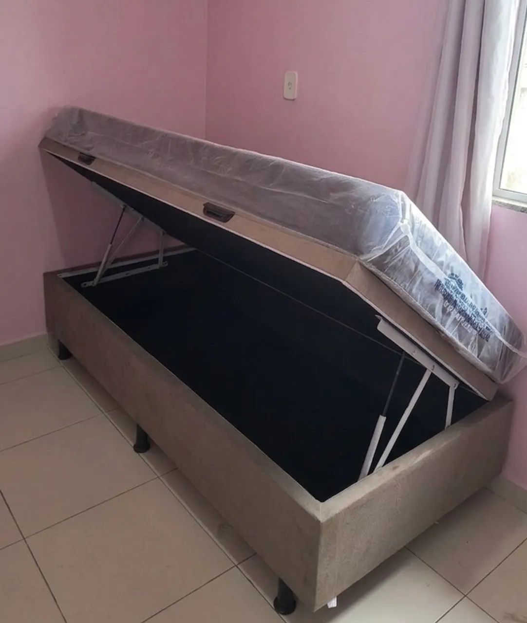 Baú Solteiro Bege Escuro