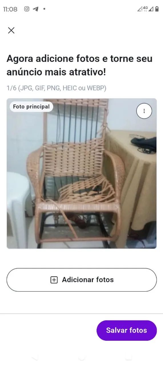 Cadeira balanço c defeito no assento e encosto - Foto 2