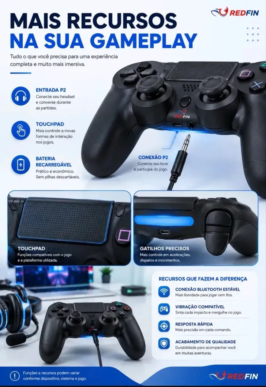 Controle Sem Fio Joystick Bluetooth Para  - Foto 3