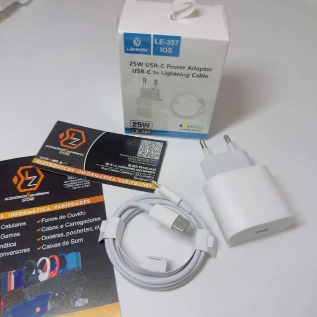 Carregador Lehmox - Fonte USB-C 25W e Cabo para iphone