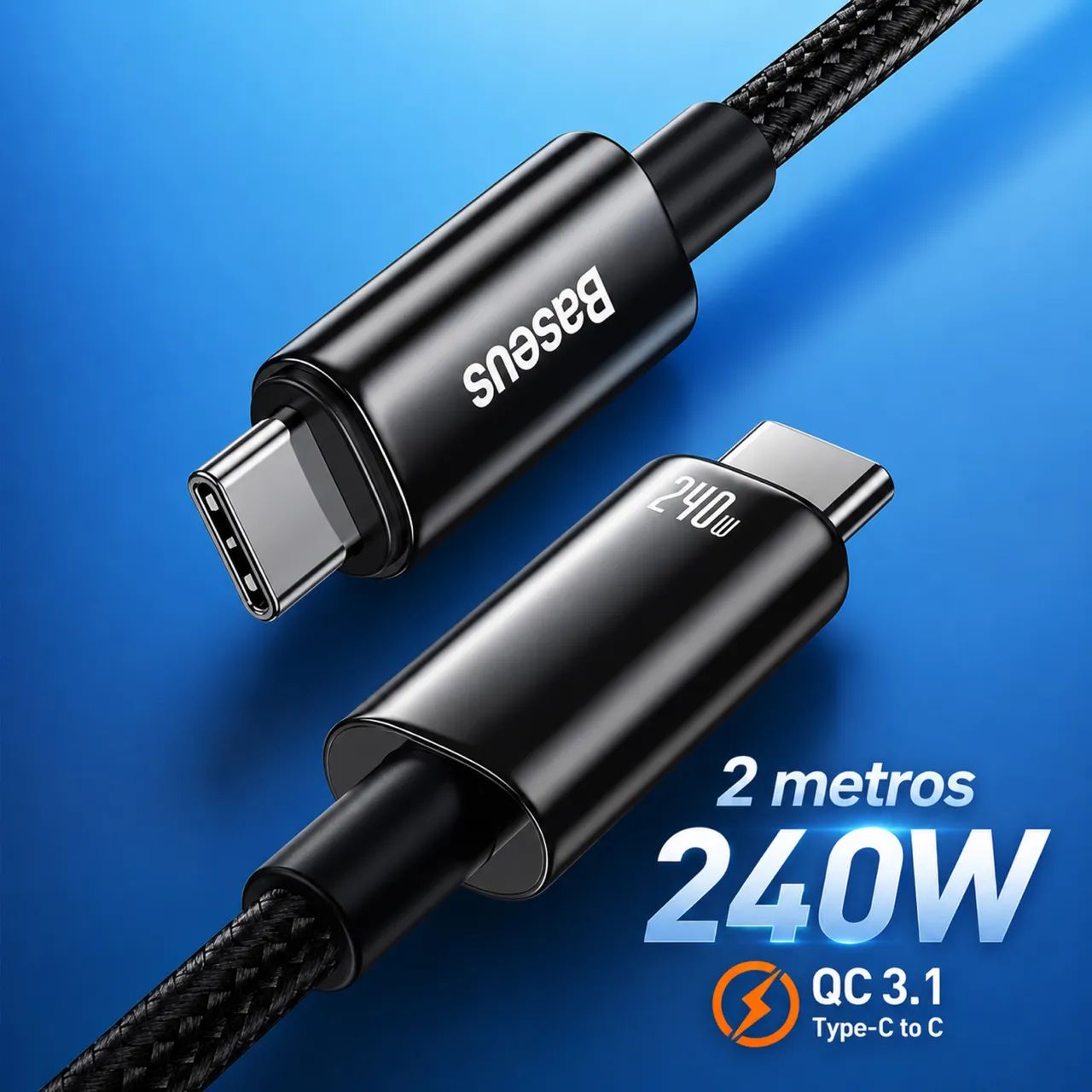 Cabo Baseus 240W Nylon tungsten 2M (Novo)